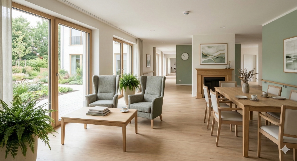 Heller, moderner Aufenthaltsbereich der Tagespflege